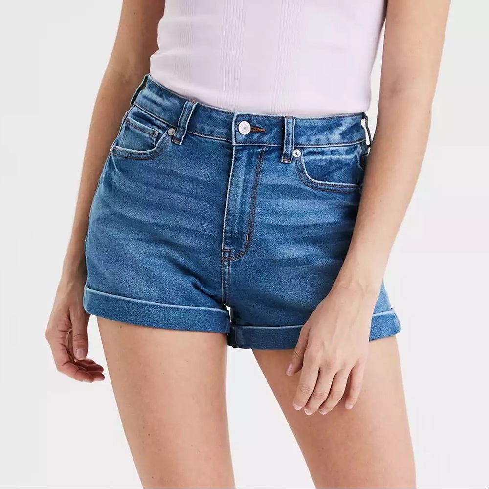 AE stretch denim mom shorts 4
